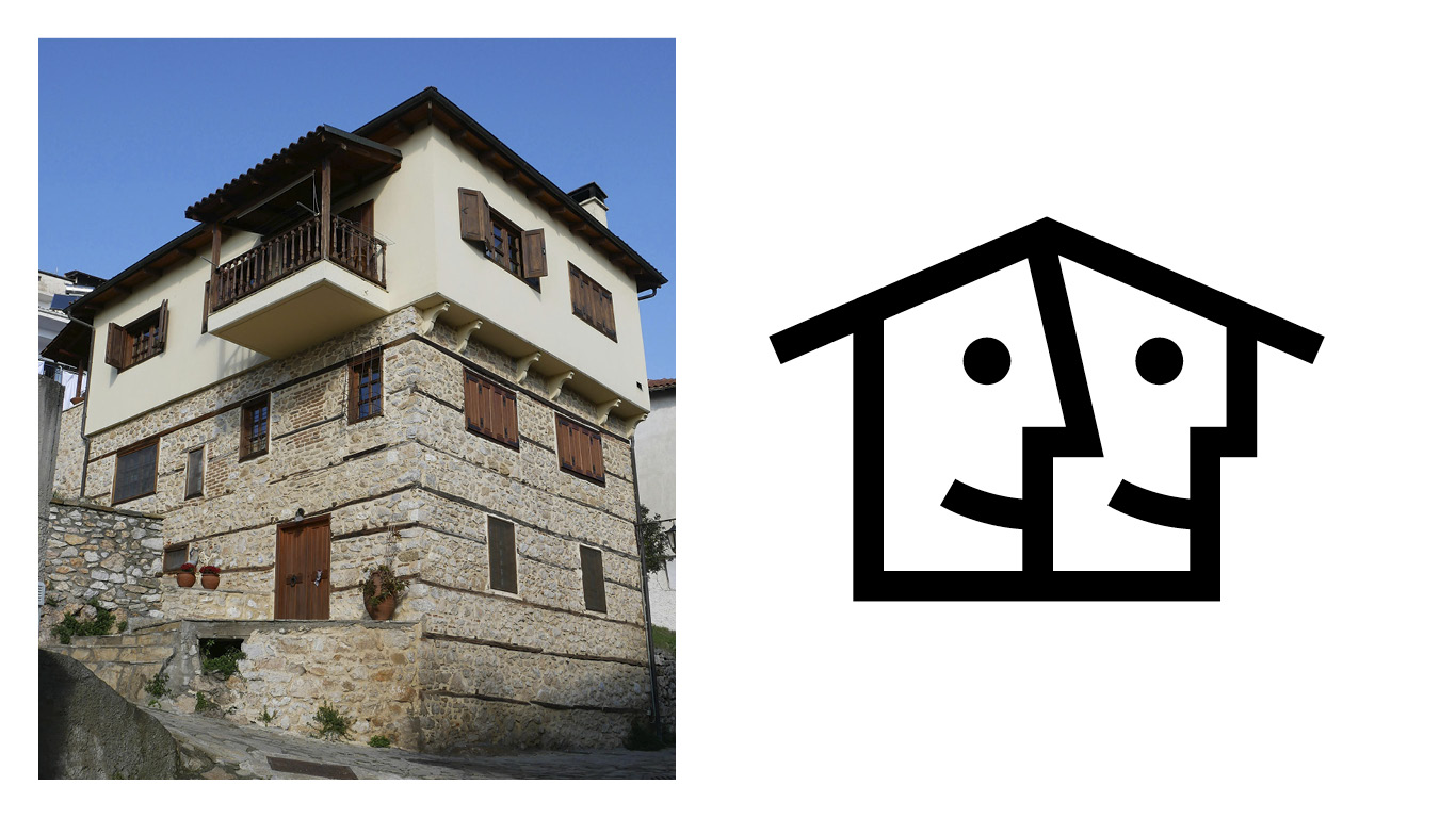 Inspired by Macedonian architecture the symbol depicts a shared roof that includes everyone.
